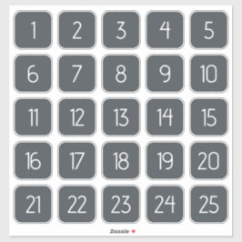 Charcoal Customizable Square Number Stickers  Klistermärken