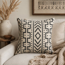 Charcoal Elfenbensfärgad Mudcloth Inspirerad | Mod