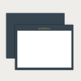 Charcoal Gold Name Personalized Custom Luxury Gift Anteckningskort