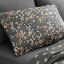 Charcoal Gray Boho Wildflowers