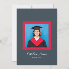 Charcoal Gray Crimson White High School Photo Grad Meddelande