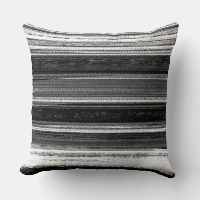 Charcoal Grey Textured Abstract Stripe Pattern Kudde (Framsida)