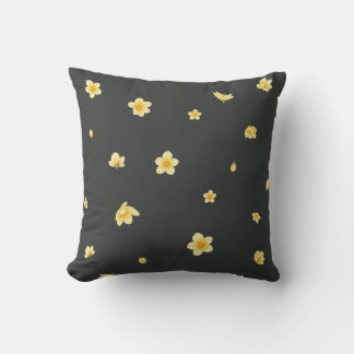 Charcoal Japanese Wintersweet Floral Pattern Kudde