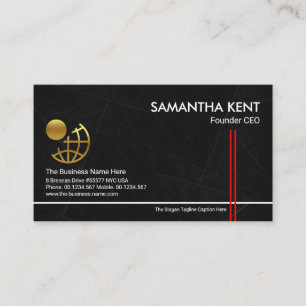 Charcoal Marble Grunge Red Rand Founder CEO Visitkort
