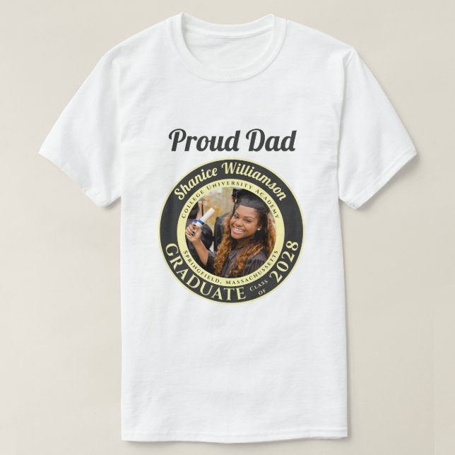 Charcoal Photo Modern Graduation Proud Dad T Shirt (Design framsida)