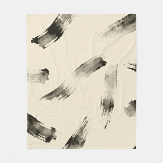 Charcoal Strokes Pattern | Minimal Beige Abstract Fleecefilt