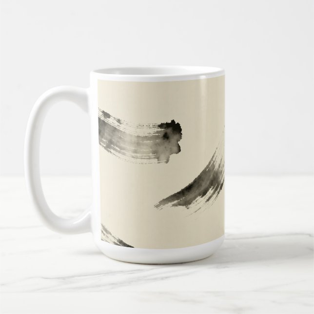 Charcoal Strokes Pattern | Minimal Beige Abstract  Kaffemugg (Vänster)
