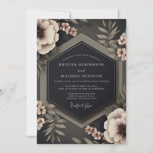 Charcoal Taupe Gloaming Wedding Inbjudningar (Framsida)