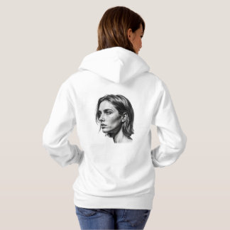Charcoal Woman Portrait Black and White Art T Shirt