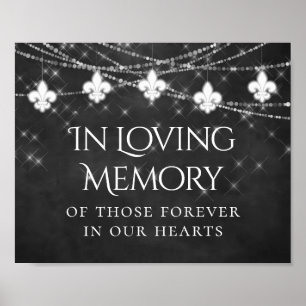 Charcol Grått Fleur de Lis Light Loving Memorial Poster