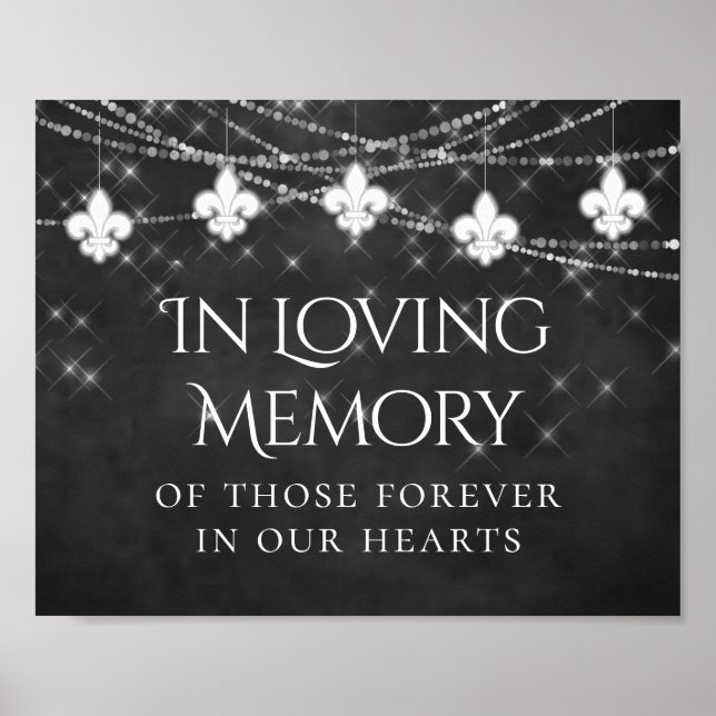 Charcol Grått Fleur de Lis Light | Loving Memorial Poster (Framsidan)