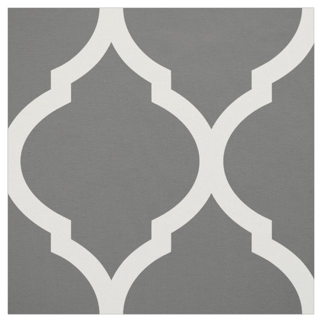 Charcol Grått Moroccan Quatrefoil Large  Tyg (Provkarta)