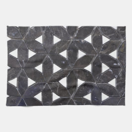 Charcol Grått Mosaic | Livets blomma i mönster Kökshandduk