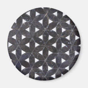 Charcol Grått Mosaic Livets blomma i mönster Magnet