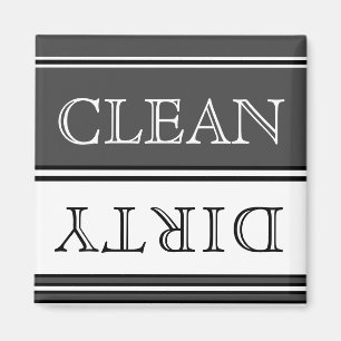Charcol Grått och White Dishwasher Dirty Clean Magnet