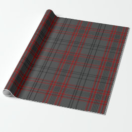 Charcol Grått Red Black Tartan Play Presentpapper
