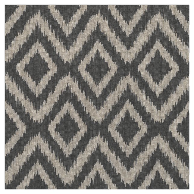 Charcol Grått Tribal Ikat Chevron Tyg (Provkarta)