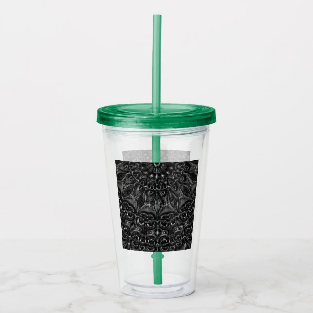 Charcol Mandala Acrylic Tumbler Take Away Mugg (Framsida)