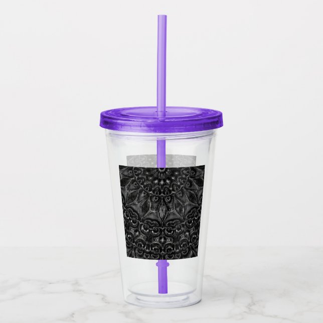 Charcol Mandala Acrylic Tumbler Take Away Mugg (Framsida)