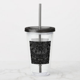 Charcol Mandala Acrylic Tumbler Take Away Mugg