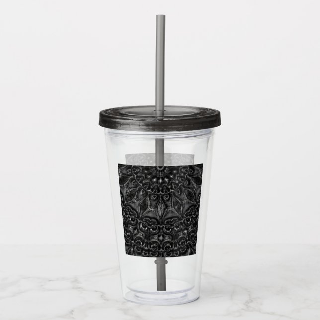 Charcol Mandala Acrylic Tumbler Take Away Mugg (Framsida)
