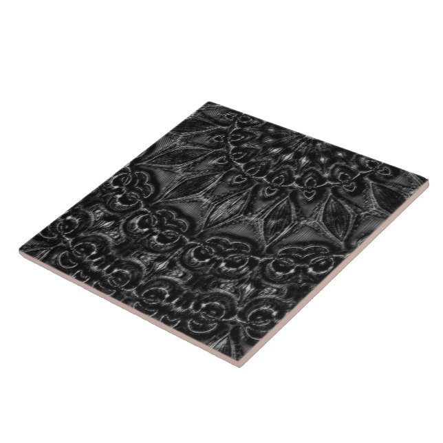 Charcol Mandala Ceramic Tile Kakelplatta (Sidan)