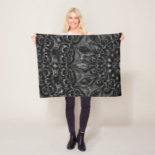 Charcol Mandala Fleece Blanket