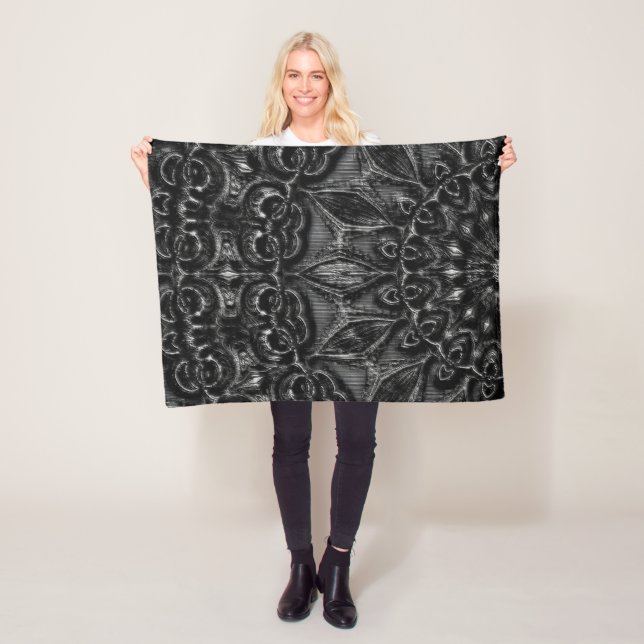 Charcol Mandala Fleece Blanket (På plats)
