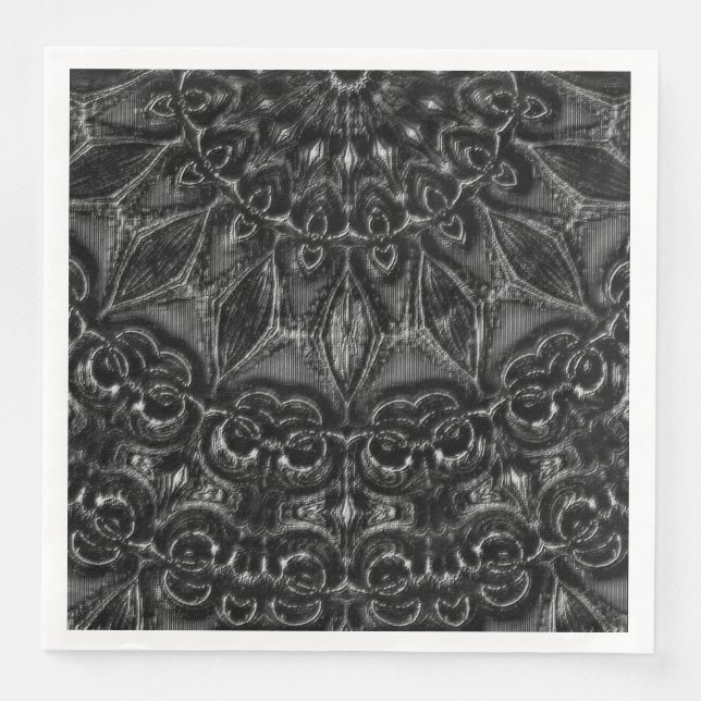Charcol Mandala Napkins Pappersservett (Framsida)