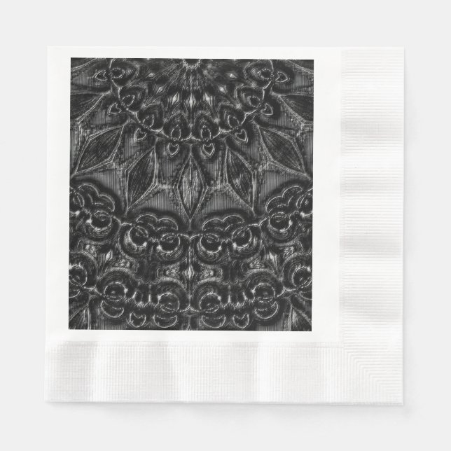 Charcol Mandala Napkins Pappersservett (Framsidan)