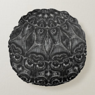 Charcol Mandala Round Pillow Rund Kudde