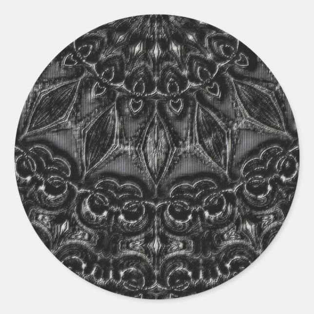 Charcol Mandala Runt Klistermärke (Framsida)