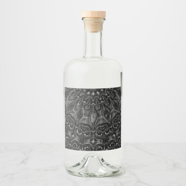 Charcol Mandala Spritflaskor Etikett (Framsida)