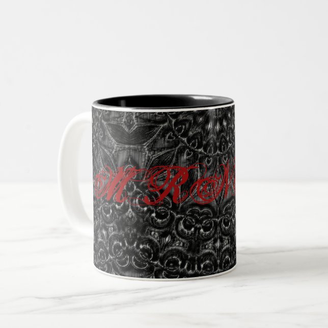 Charcol Mandala Två-Tonad Mugg (Framsida vänster)