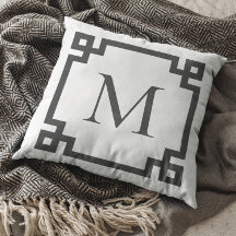 Charcol Monogrammed Grekiska Nyckel Gräns White