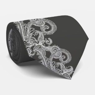 Charcol Paisley Spiral Tie Slips