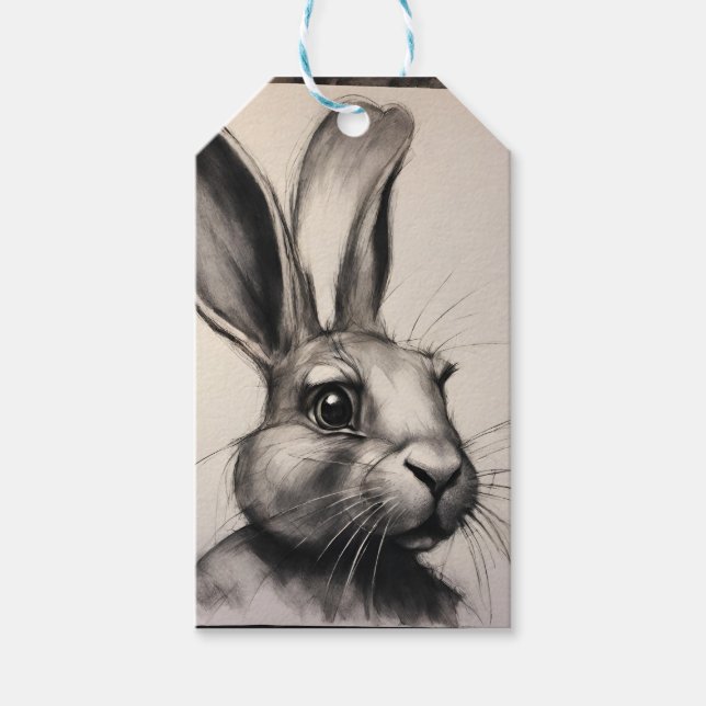 Charcol Rabbit Sketch Presentetikett (Framsidan)