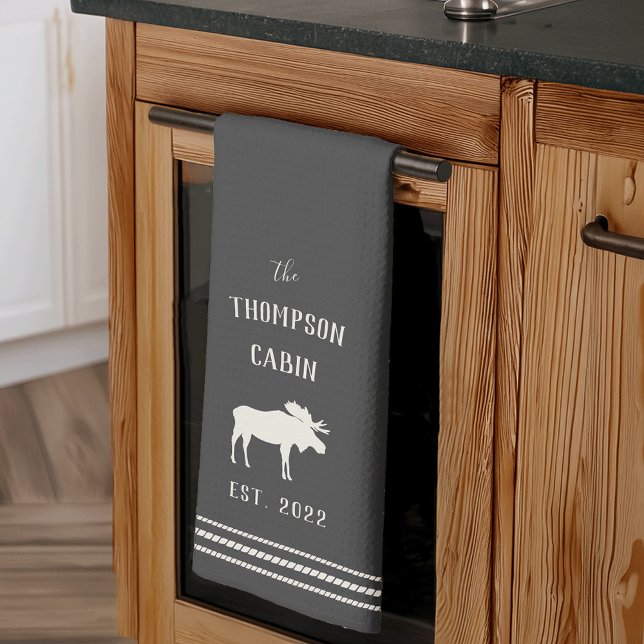 Charcol Rustic Moose Personlig Kitchen Towel Kökshandduk (Skapare uppladdad)
