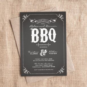 Charcol Rustic Rehearsal Dinner BBQ Inbjudningar