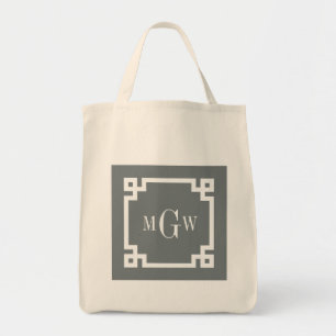 Charcol Whish Grekiska Nyckel #2, 3-init Monogram Tygkasse