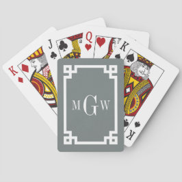 Charcol White Grekiska Nyckel #2, 3-init Monogram Casinokort