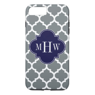 Charcol White Moroccan #5 Navy 3 Initial Monogram