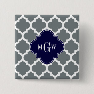 Charcol White Moroccan #5 Navy 3 Initial Monogram Knapp