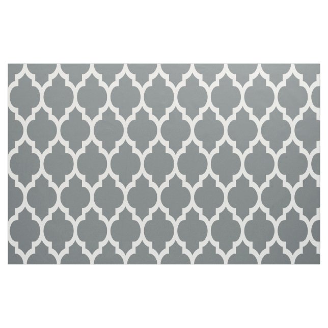 Charcol White Moroccan Quatrefoil Mönster #4 Sz12 Tyg (Yard)