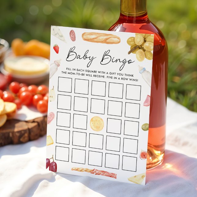 Charcuterie Baby Shower Bingo Card Inbjudningar (Skapare uppladdad)