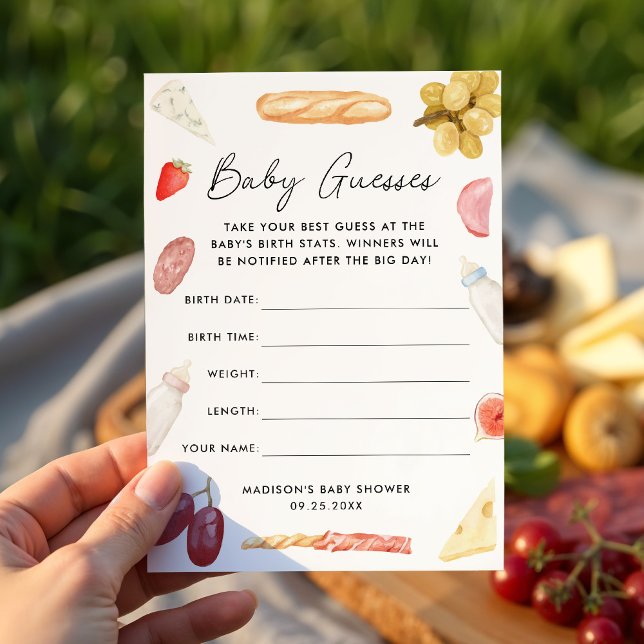 Charcuterie Baby Shower Guessing Game Card Inbjudningar (Skapare uppladdad)