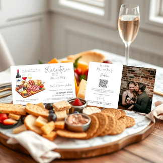 Charcuterie Board Par Shower QR Code Photo Inbjudningar