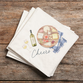 Charcuterie Board Vin & Cheese Cheers Monogram Pappersservett