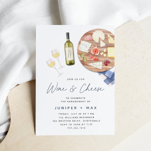 Charcuterie Board Vin & Cheese Förlovningsfest Inbjudningar