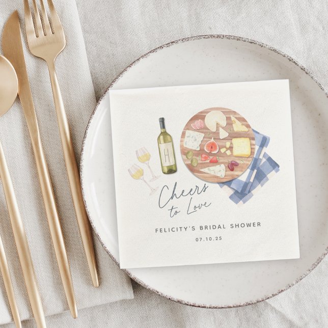 Charcuterie Board Vin & Ost Skål för Kärlek Pappersservett (Skapare uppladdad)